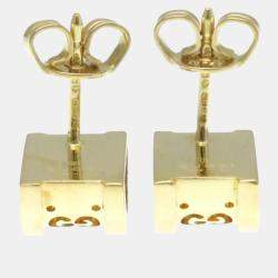 Pre Owned Gucci Icon Toile Earrings No Stone Yellow Gold 18K Stud Earrings Gold
