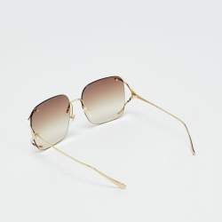 Pre Owned نظارة شمسية غوتشي GG0646S بيج/ذهبي متدرج بدون إطار كبيرة الحجم