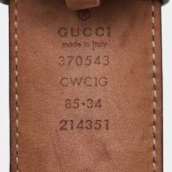 Pre Owned Gucci Interlocking GG 85 CM Buckle Belt Black Guccissima Leather