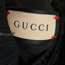 Pre Owned Gucci Black Slip On Feather Arm Warmers S/Size 7