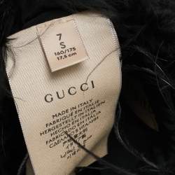 Pre Owned Gucci Black Slip On Feather Arm Warmers S/Size 7