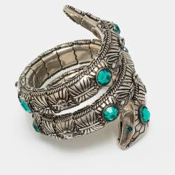 مملوكة مسبقًا سوار غوتشي سنيك ثلاثي الالتفاف ببلورات باللون الفضي