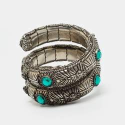 مملوكة مسبقًا سوار غوتشي سنيك ثلاثي الالتفاف ببلورات باللون الفضي