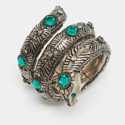 مملوكة مسبقًا سوار غوتشي سنيك ثلاثي الالتفاف ببلورات باللون الفضي