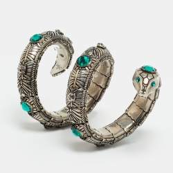 مملوكة مسبقًا سوار غوتشي سنيك ثلاثي الالتفاف ببلورات باللون الفضي