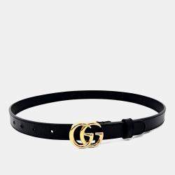 Pre Owned Gucci Black Leather Marmont Belt