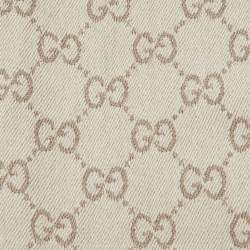 Pre Owned Gucci Brown GG Jacquard Wool Fringed Scarf