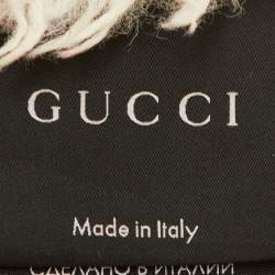 Pre Owned Gucci Peach GG Jacquard Wool Blend Fringed Scarf 
