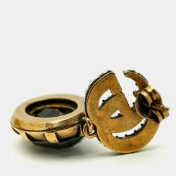 Pre Owned Gucci GG Marmont Crystals Gold Tone Earrings