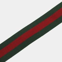 Pre Owned Gucci Web Green Fabric and Leather Shoulder Bag Strap