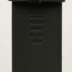 Pre Owned Gucci GG Marmont Faux Pearl 85 CM Buckle Belt Black Leather