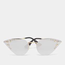 Pre Owned Gucci Grey/Black Mirrored GG0898S Star Embellished Cat Eye Sunglasses