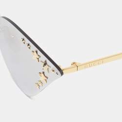 Pre Owned نظارة شمسية غوتشي GG0898S عيون قطة مزينة نجوم رمادية/سوداء عاكسة