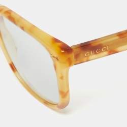 Pre Owned نظارة شمسية غوتشي GG0050S مربعة بنية سلحفائية اللون