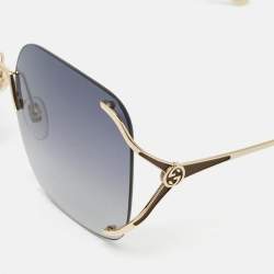 Pre Owned Gucci Grey/Gold Tone Gradient GG0646S Rimless Square Sunglasses