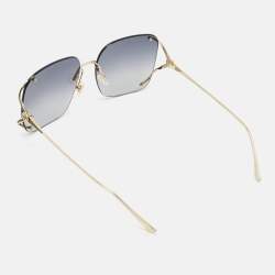 Pre Owned Gucci Grey/Gold Tone Gradient GG0646S Rimless Square Sunglasses