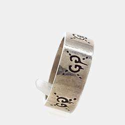 Pre Owned Gucci Silver 925 Ghost Ring Size EU 64