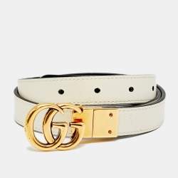 Pre Owned Gucci GG Marmont 70 CM Reversible Buckle Belt Black/White Leather