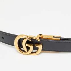 Pre Owned Gucci GG Marmont 70 CM Reversible Buckle Belt Black/White Leather