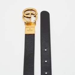 Pre Owned Gucci GG Marmont 70 CM Reversible Buckle Belt Black/White Leather
