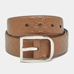 مملوكة مسبقًا حزام غوتشي جلد مايكروجوتشيسيما بني بإبزيم 85 سم