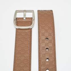 مملوكة مسبقًا حزام غوتشي جلد مايكروجوتشيسيما بني بإبزيم 85 سم