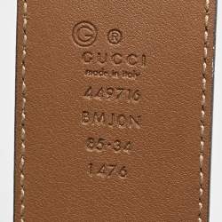 مملوكة مسبقًا حزام غوتشي جلد مايكروجوتشيسيما بني بإبزيم 85 سم