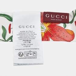 Pre Owned Gucci White Floral Print Silk Twill Bandeau Scarf