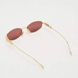 Pre Owned Gucci Burgundy/Gold Tone GG1802S Oval Sunglasses