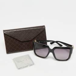Pre Owned Gucci Black Gradient GG 3713/S Horsebit Frame Oversized Sunglasses