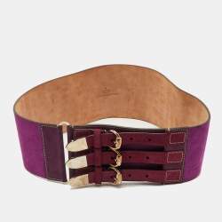Pre Owned Gucci Purple/Maroon Suede Buckle Detail Waist Belt 75CM