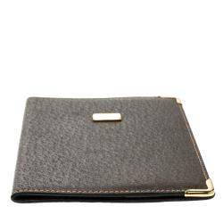 Pre Owned Gucci Khaki Pig Skin Leather Card Holder