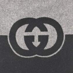 مملوكة مسبقًا Gucci CC Black/Grey Wool Scarf/Shawl