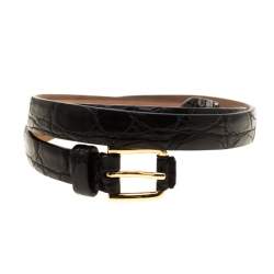 Dolce & Gabbana Black Crocodile Leather Belt Size 80CM