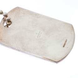 Gucci Enamel Silver Tag Pendant Charm