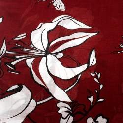 مملوكة مسبقًا Gucci Dark Red and Black Floral Print Cotton Scarf