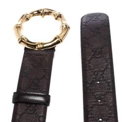 مملوكة مسبقًا Gucci Brown Guccissima Leather Bamboo Ring Belt 70CM