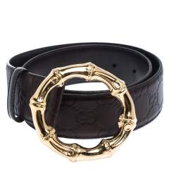 مملوكة مسبقًا Gucci Brown Guccissima Leather Bamboo Ring Belt 70CM