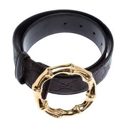 مملوكة مسبقًا Gucci Brown Guccissima Leather Bamboo Ring Belt 70CM