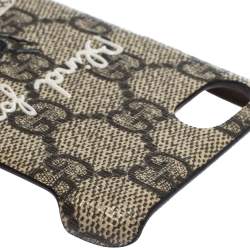 Pre Owned Gucci Beige GG Supreme Canvas Blind For Love iPhone 7 Case