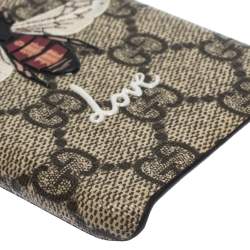 Pre Owned Gucci Beige GG Supreme Canvas Blind For Love iPhone 7 Case