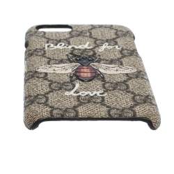 Pre Owned Gucci Beige GG Supreme Canvas Blind For Love iPhone 7 Case