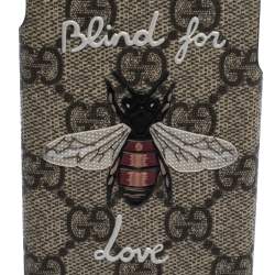 Pre Owned Gucci Beige GG Supreme Canvas Blind For Love iPhone 7 Case