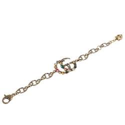 مملوكة مسبقًا Gucci Double G Multicolor Crystal Gold Tone Bracelet