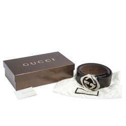 مملوكة مسبقًا Gucci Dark Brown Leather Double Square G Buckle Belt 90CM