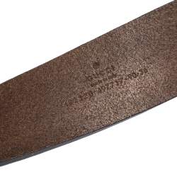 مملوكة مسبقًا Gucci Dark Brown Leather Double Square G Buckle Belt 90CM