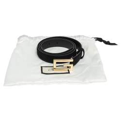 مملوكة مسبقًا Gucci Black Suede and Leather G Buckle Belt 90CM