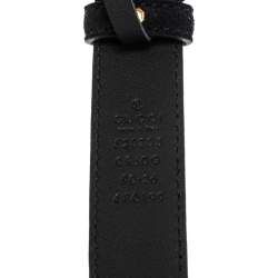 مملوكة مسبقًا Gucci Black Suede and Leather G Buckle Belt 90CM