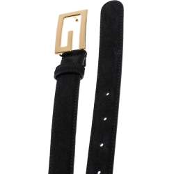 مملوكة مسبقًا Gucci Black Suede and Leather G Buckle Belt 90CM