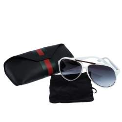 مملوكة مسبقًا Gucci White/Dark Green Gradient VK6JJ Web Sunglasses